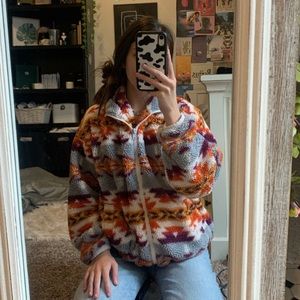 aztec pattern colorful fluffy jacket